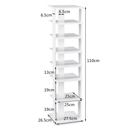 Wood Shoe Rack – 8-Tier Vertical Organizer, White
