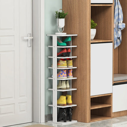 Wood Shoe Rack – 8-Tier Vertical Organizer, White