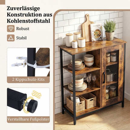 Wood Sideboard with Adjustable Shelves – Brown, 70x30x81 cm