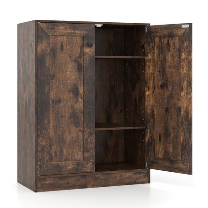 Wood Sideboard with Adjustable Shelves, Rustic Brown