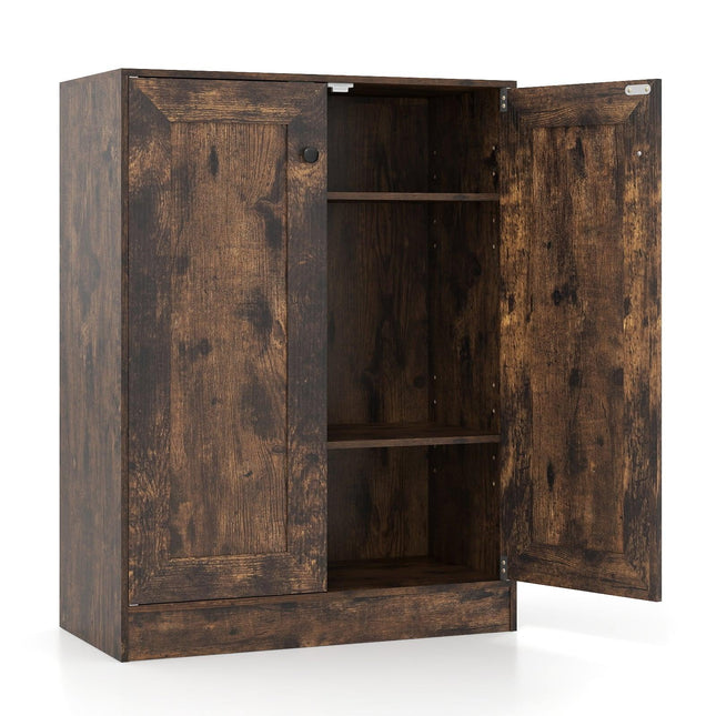 Wood Sideboard with Adjustable Shelves, Rustic Brown