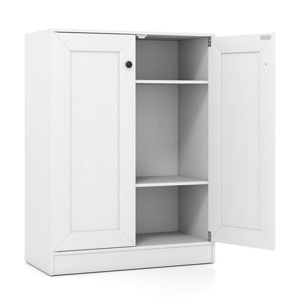 Wood Sideboard with Adjustable Shelves – White, 60x30x80 cm