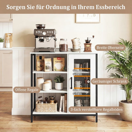 Wood Sideboard with Adjustable Shelves and Cabinet