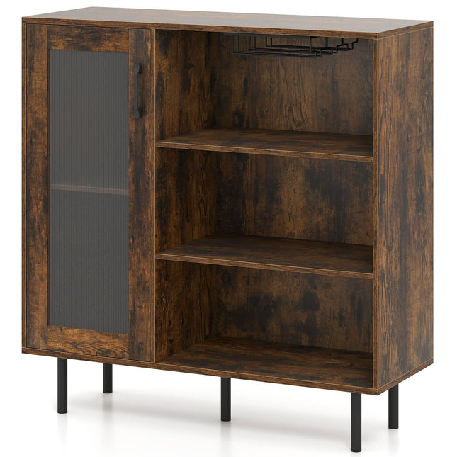 Wood Sideboard with Glass Door & Adjustable Wine Rack