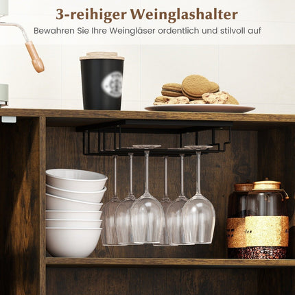 Wood Sideboard with Glass Door & Adjustable Wine Rack