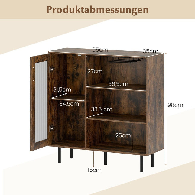 Wood Sideboard with Glass Door & Adjustable Wine Rack