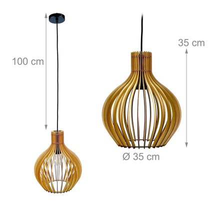 Wood Slat Pendant Light – Dining Room Illumination