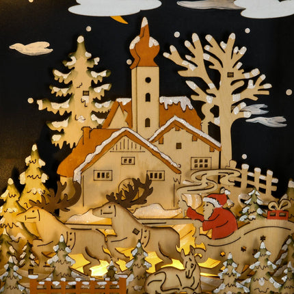 Wooden Advent Calendar with LED Lights, 24-Day Countdown