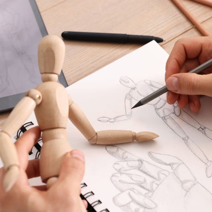 Wooden Articulated Mannequin Set, 30cm, 2-Pack