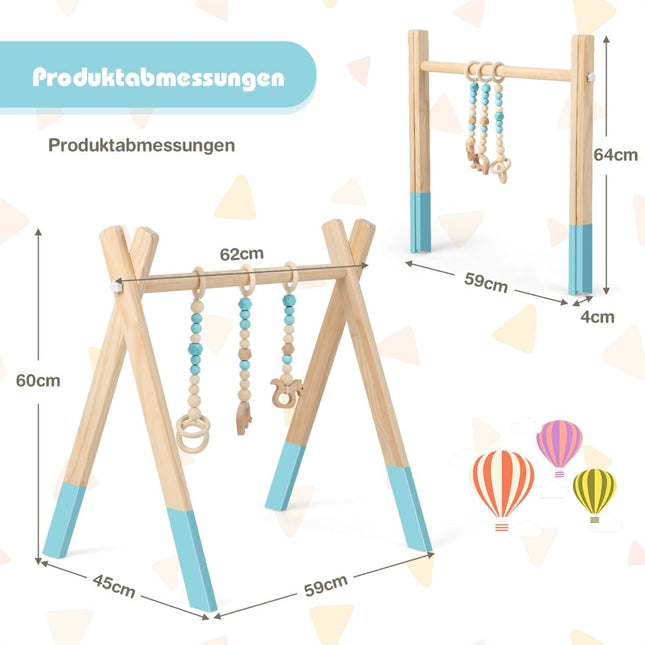 Wooden Baby Gym Activity Center with 3 Toys - Green