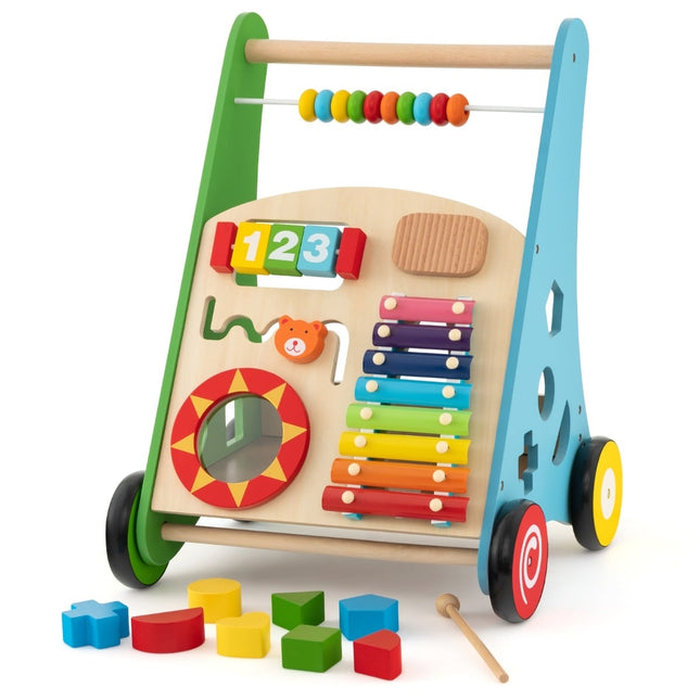 Wooden Baby Walker with Activities, Smooth Handles