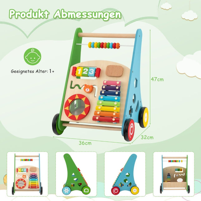 Wooden Baby Walker with Activities, Smooth Handles