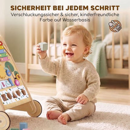 Wooden Baby Walker with Adjustable Speed and Activity Center