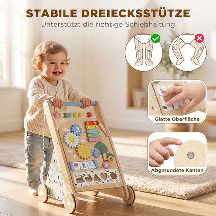 Wooden Baby Walker with Adjustable Speed and Activity Center