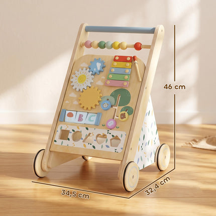 Wooden Baby Walker with Adjustable Speed and Activity Center
