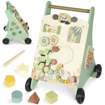 Wooden Baby Walker with Speed Control and Activity Center