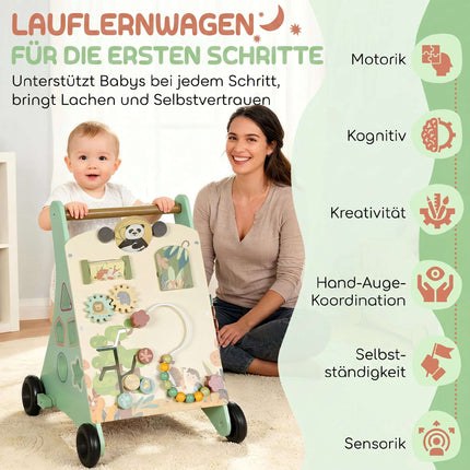 Wooden Baby Walker with Speed Control and Activity Center