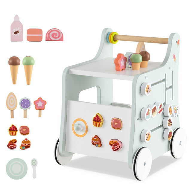 Wooden Baby Walker with Storage – Green, Montessori Toy