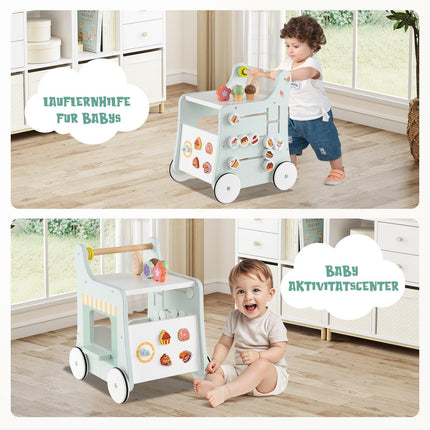 Wooden Baby Walker with Storage – Green, Montessori Toy