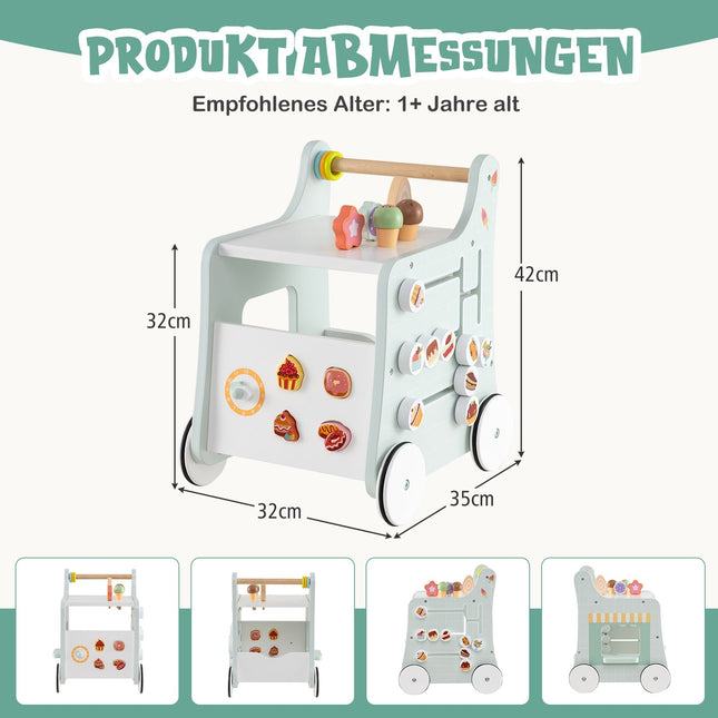 Wooden Baby Walker with Storage – Green, Montessori Toy
