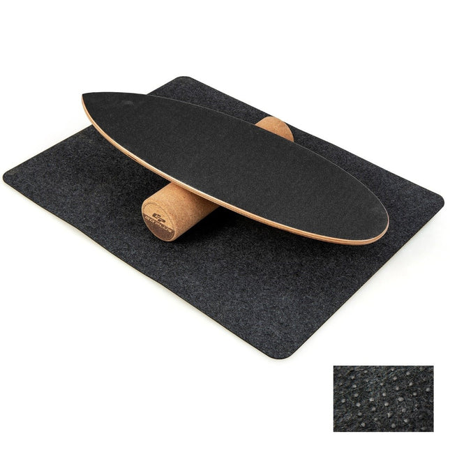 Wooden Balance Board Wobble Board with Wheel & Blanket 3-in-1 Balance Board Kit Black