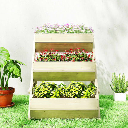 Wooden Balcony Herb Planter, 3-Tier, Drainage Holes