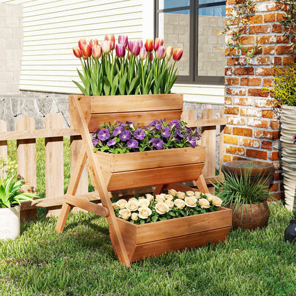 Wooden Balcony Herb Planter, 3-Tier, Drainage Holes