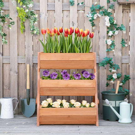 Wooden Balcony Herb Planter, 3-Tier, Drainage Holes
