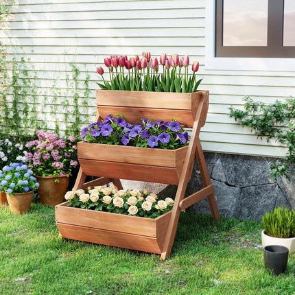 Wooden Balcony Herb Planter, 3-Tier, Drainage Holes