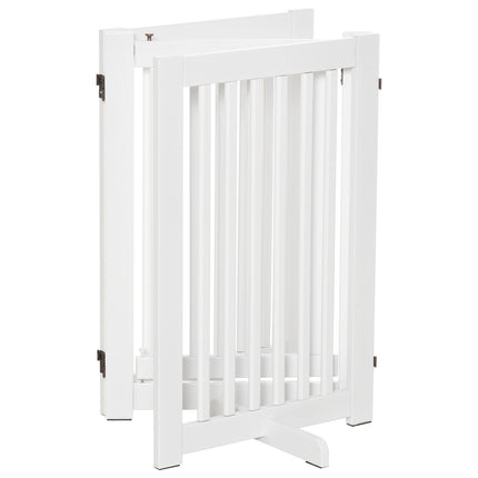 Adjustable stand-alone wooden dog gate, foldable, white