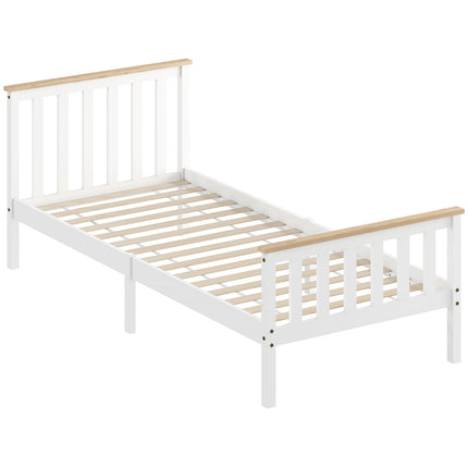 Wooden Bed Frame, Single, Natural Finish, Storage
