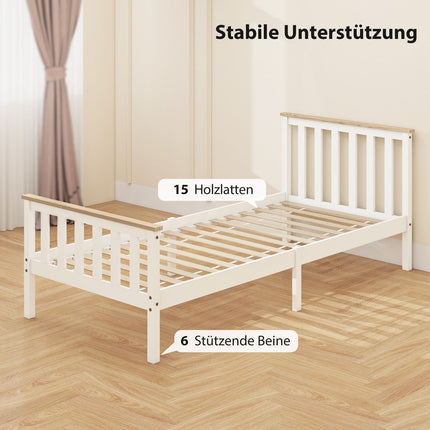 Wooden Bed Frame, Single, Natural Finish, Storage