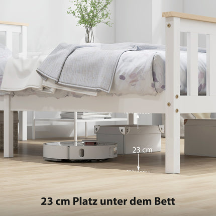 Wooden Bed Frame, Single, Natural Finish, Storage