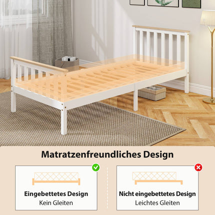 Wooden Bed Frame, Single, Natural Finish, Storage