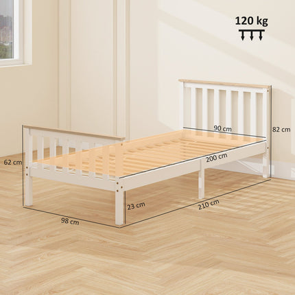Wooden Bed Frame, Single, Natural Finish, Storage