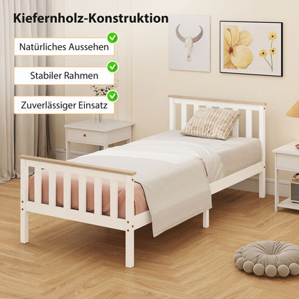 Wooden Bed Frame, Single, Natural Finish, Storage