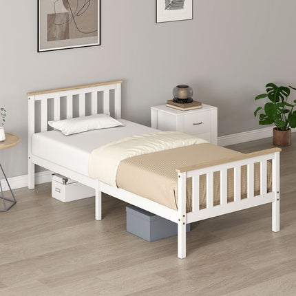 Wooden Bed Frame, Single, Natural Finish, Storage