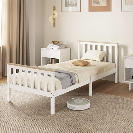 Wooden Bed Frame, Single, Natural Finish, Storage
