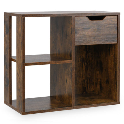 Wooden Bookshelf with Drawer & 3 Shelves, Brown