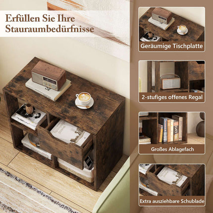 Wooden Bookshelf with Drawer & 3 Shelves, Brown