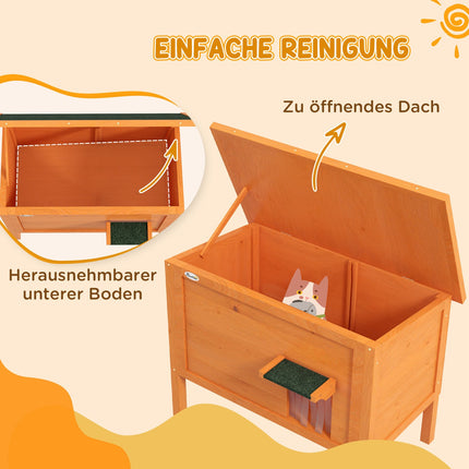 Outdoor wooden cat house, insulated & elevated, 60x60x81.5cm