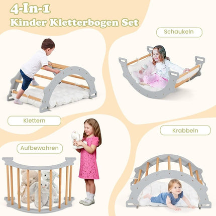 Wooden Climbing Arch with Soft Cushion for Kids