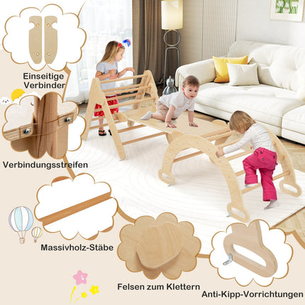 Wooden Climbing Set with Slide & Reversible Ramp