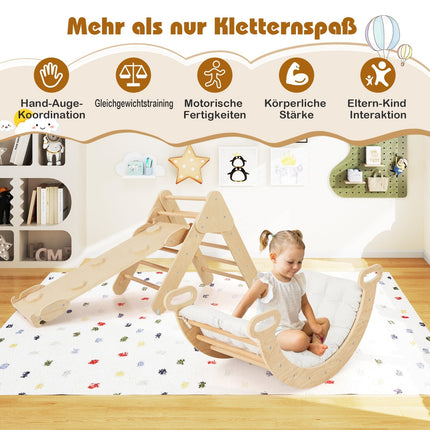 Wooden Climbing Set with Slide & Reversible Ramp