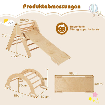 Wooden Climbing Set with Slide & Reversible Ramp