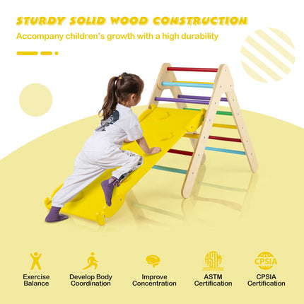 Wooden Climbing Triangle Set, 3-in-1 Slide Ramp
