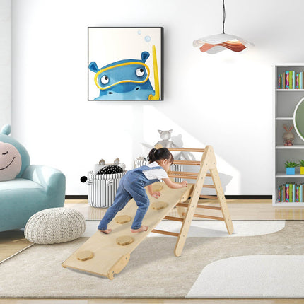 Wooden Climbing Triangle Set With Reversible Slide Ramp