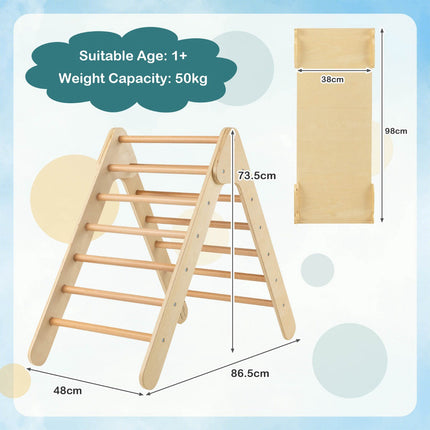 Wooden Climbing Triangle Set With Reversible Slide Ramp