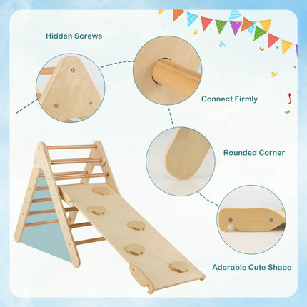 Wooden Climbing Triangle Set With Reversible Slide Ramp