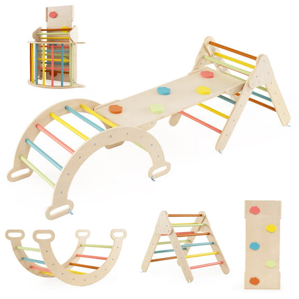 Wooden Climbing Triangle Set with Slide & Arch
